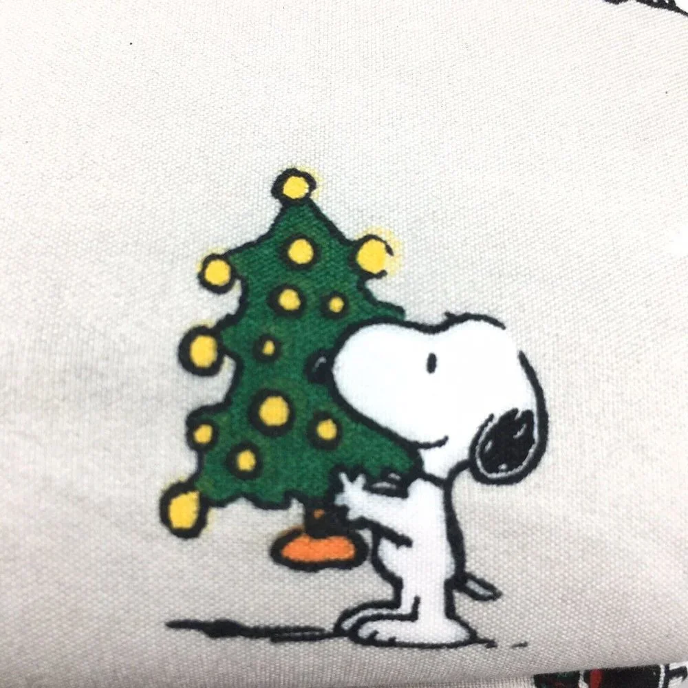 4pc Berkshire Peanuts Christmas QUEEN Sheet Set Snoopy Woodstock Snowflakes Gray